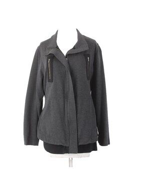 Cabi Jacket Sz L Gray Black Pockets Collared Mesh Sides Rayon Nylon Jacket